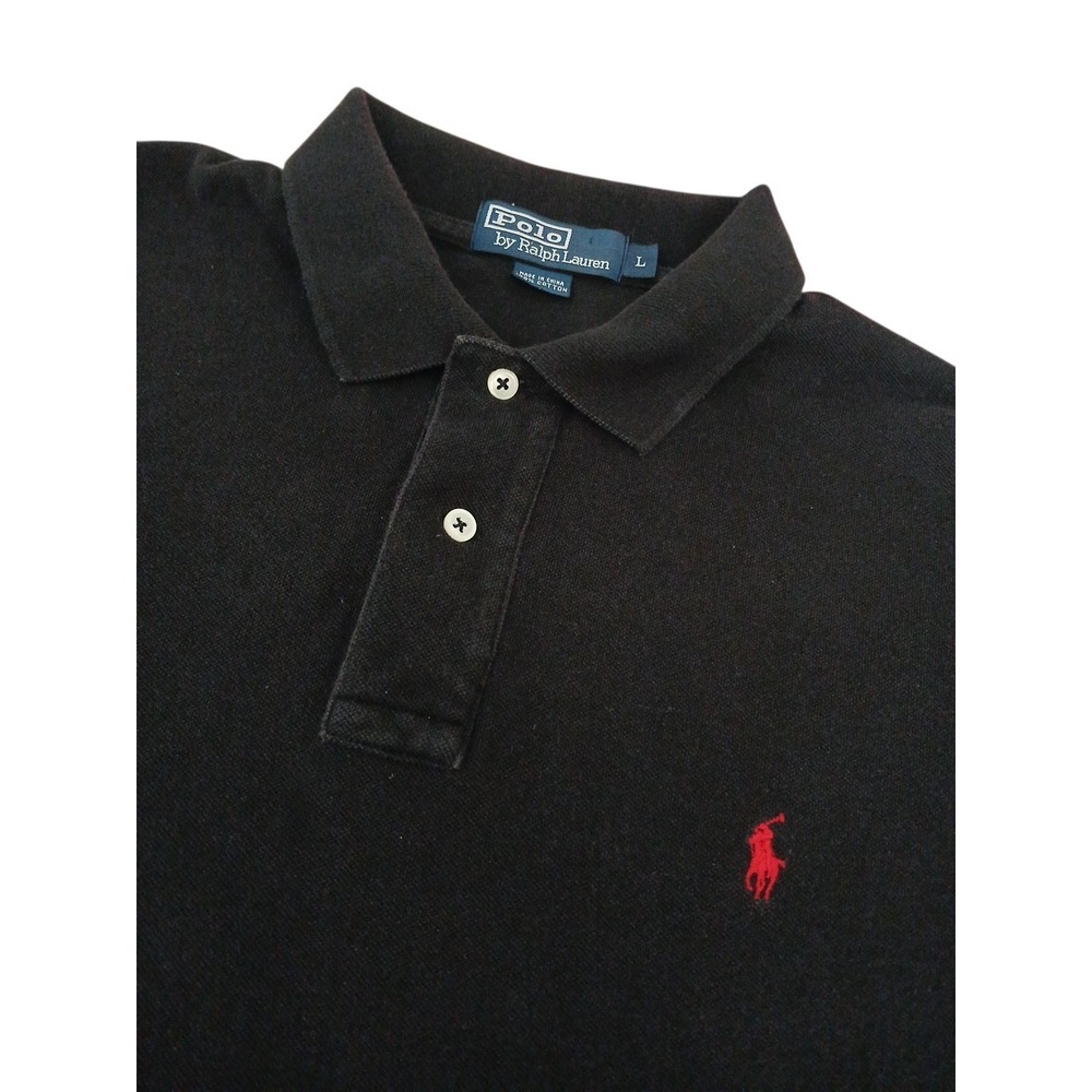 Polo Ralph Lauren Polo Shirt Mens Large Custom Fit Classic Black Preppy